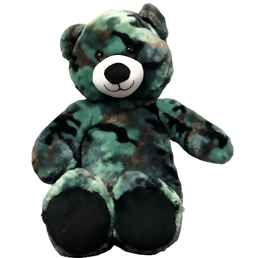 Build A Bear Camouflage Teddy Plush 16" Army Military Camo Green Toy